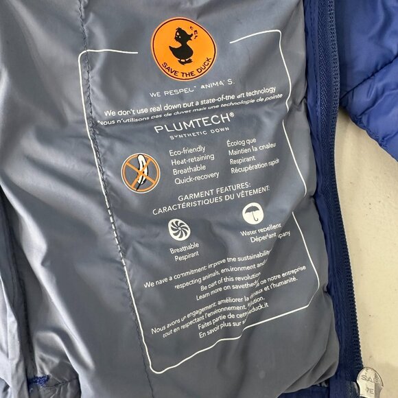 Save The Duck Big Donny Jacket Hooded Puffer Size 12 Blue - Picture 10 of 16